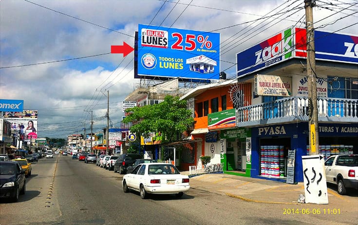 Espectacular MSTAB003N1 en Tamulte Centro, Villahermosa de One Marketing