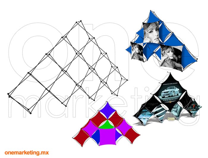 Display tipo Display Araña Pirámide 10 Módulos OM-DP-86 de One Marketing Expo Stands y Displays