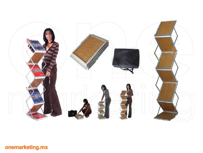 Folletero Plegable de Madera de Aluminio y Madera código OM-FL-67 de One Marketing Stands y Displays
